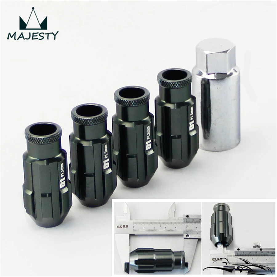 

RACING ALUMINUM LOCK LOCKING LUG NUTS 4 PIECES w/KEY 12x1.5 D1 SPEC GRAY