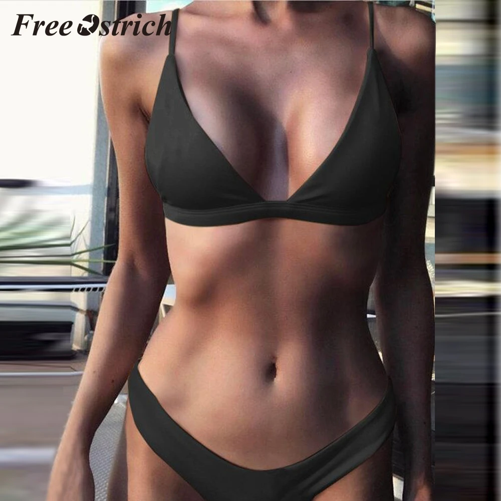 

Free Ostrich Hot Sales suit For Women Sexy Swimwear Push-up Padded Bra Beach Solid Frech Style Chic Set suit Swimwear