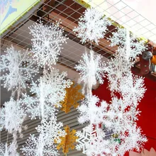 30Pcs Christmas Snow flakes White Snowflake Ornaments Holiday Christmas Tree Decortion Festival Party Home Decor JD124