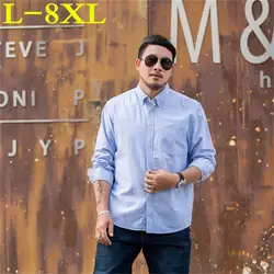 Новый Большие размеры 8XL 7xl6xl бренд Повседневное Для мужчин рубашка Slim Fit Для мужчин многоцветная рубашка Длинные рукава хлопок Для мужчин S