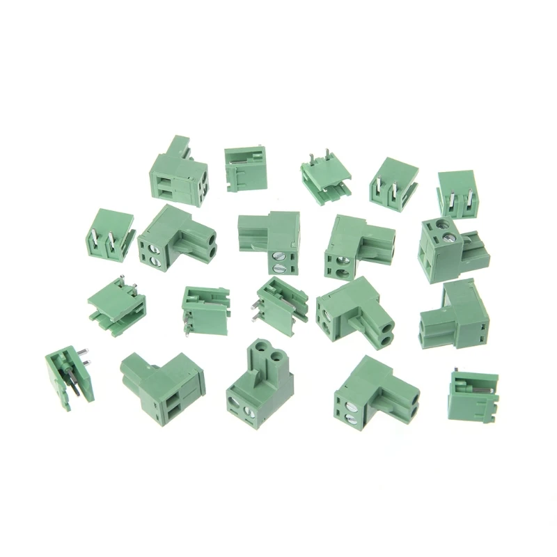 

BGEKTOTH 10Sets 2/3/4/5/6/7/8 Pin Right Angle Terminal Plug Type 300V 10A 5.08mm Pitch Connector PCB Screw Terminal Block