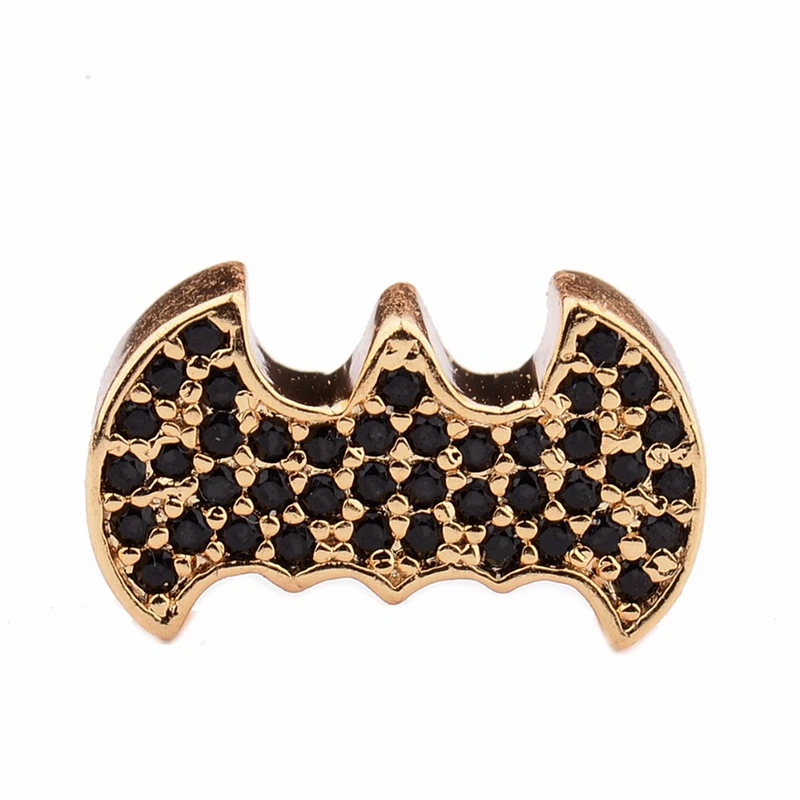 

2017 Spacer Pave Black Cubic Zirconia CZ Batman Micro Pave Mens Charm Woven Bracelet DIY Beads Jewelry Making Accessorie BD305
