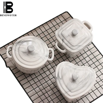 

Creative Design Ceramic Marble Texture Bowl Home Kitchen Tableware with Lid Kit Stew Dinnerware Porcelain Noodle Soup Bowls Gift