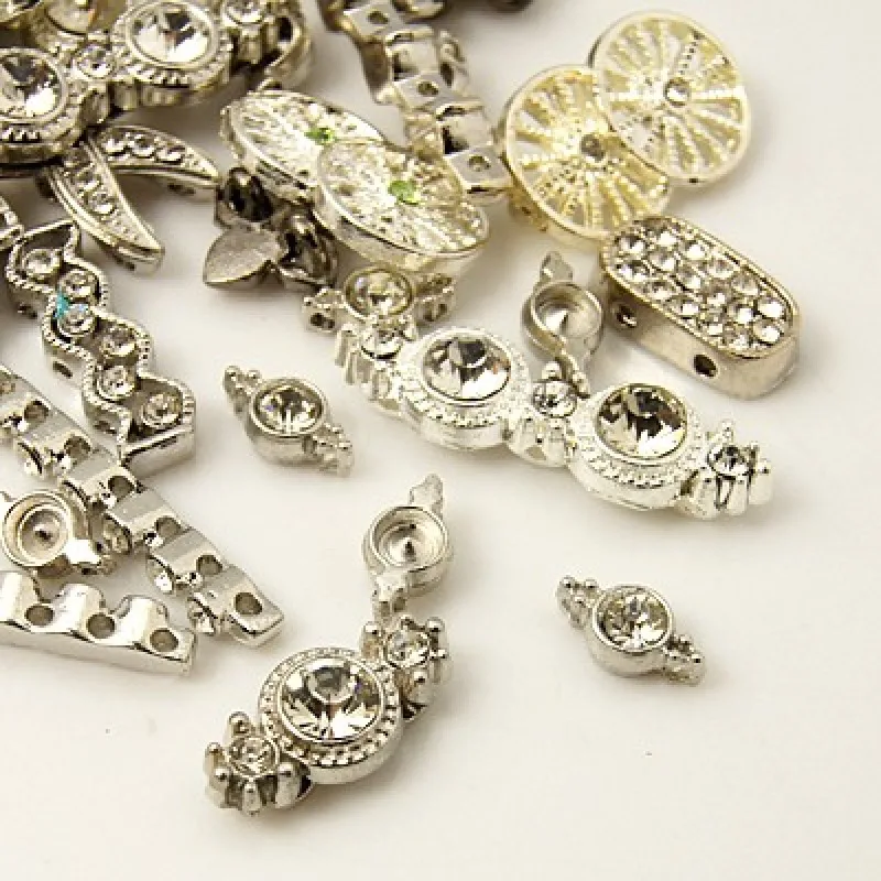 

100pc Alloy Multi-Strand Grade A Rhinestone Link Connectors Mixed Shapes Mixed Color For DIY Jewelry Making Handicrafts Supplies