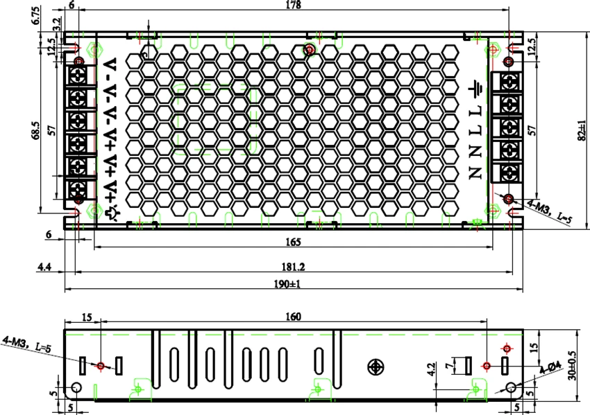 Светодиодный дисплей, посвященный источника питания 5V40A 200 Вт, может контролировать 6 шт. p2.5/p3/p4/p5/p6/p8/p10 модули