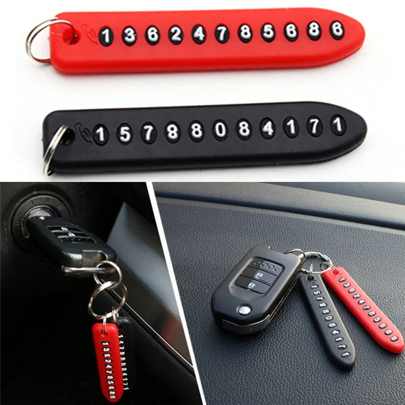Plastic Anti-Lost Phone Number Plate Keychain Car Keyring Collar Pendant