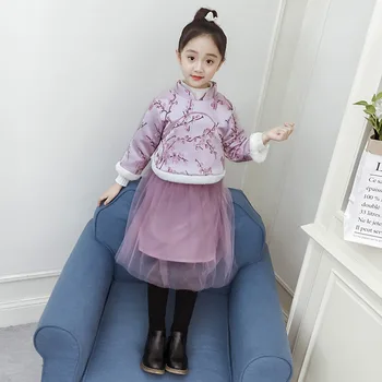 

kids sets for girls 2 pieces 2018 winter skirt +top children clothing 3 years old floral