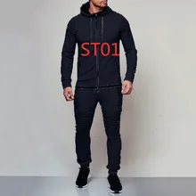 ST01 Для мужчин сделанный на заказ наборы весеннее худи с принтом «Человек Спортивный Костюм Весенний хлопковый костюм для женская обувь на низком каблуке; однотонная плиссированная толстовки спортивные печатать любые логотипы с пуловером