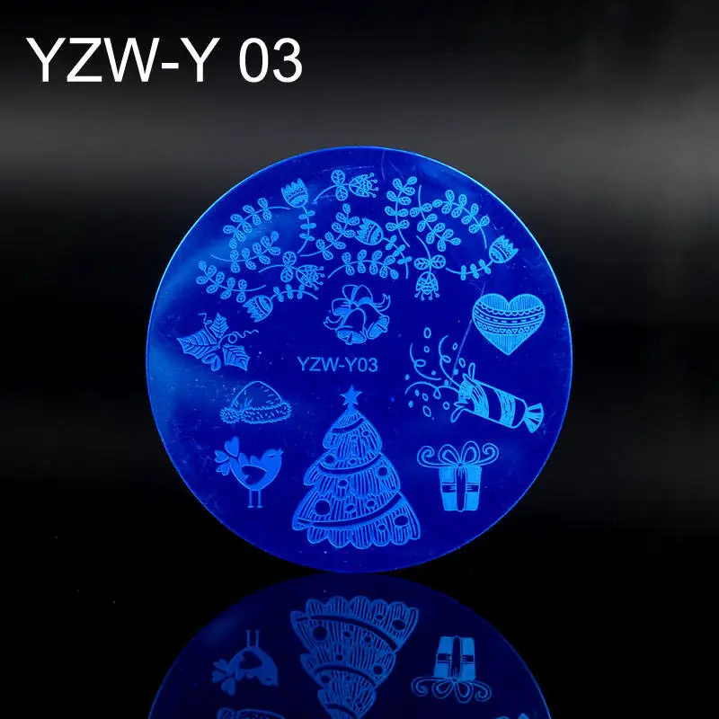 YWK Рождественская Цветочная пластина для стемпинга для нейл-арта снег Хэллоуин шаблон Маникюр Шаблон изображения фестиваль год трафарет для ногтей - Цвет: YZW-Y03