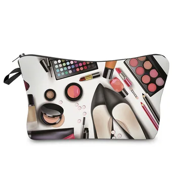 

Dropshipping travel cosmetic bag with print Waterproof Makeup Organizer Case Korean Style Women Makeup Bag Pouch Toiletry Bag