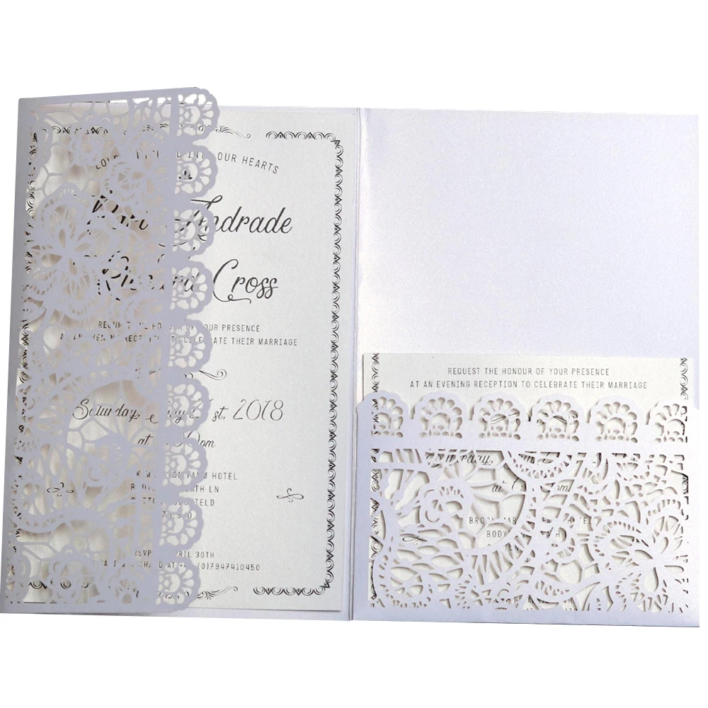  10PCS Laser Cut Wedding Invitations Card Lot Without Envelope Party Decor - 32950708378