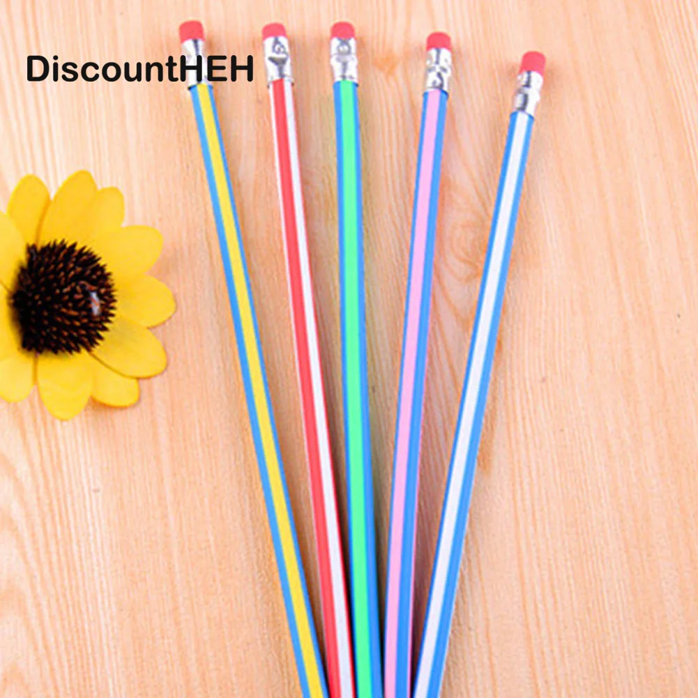 

1PCS Korea Cute Stationery Colorful Magic Bendy Flexible Soft Pencil with Eraser Student School Office Use