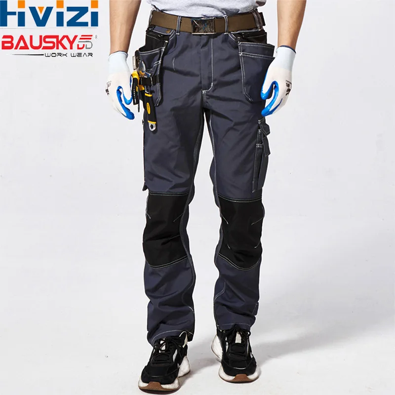 Work Pants Cotton Polyester Workwear Pants Working Trousers Men Safety Working Cargo Pants With Multi-pockets For Tool B128