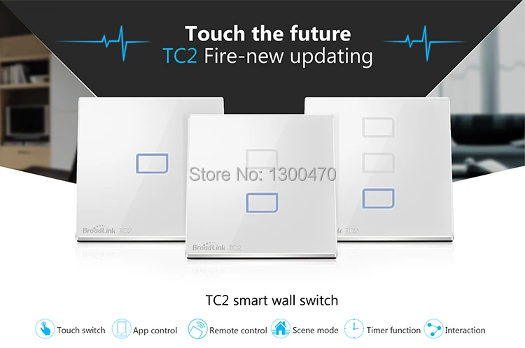 BroadLink ЕС TC2 E-Touch RF 433 МГц настенный включение/выключение света переключатель 123 банды Wi-Fi управление телефон один живой провод подключение умный дом