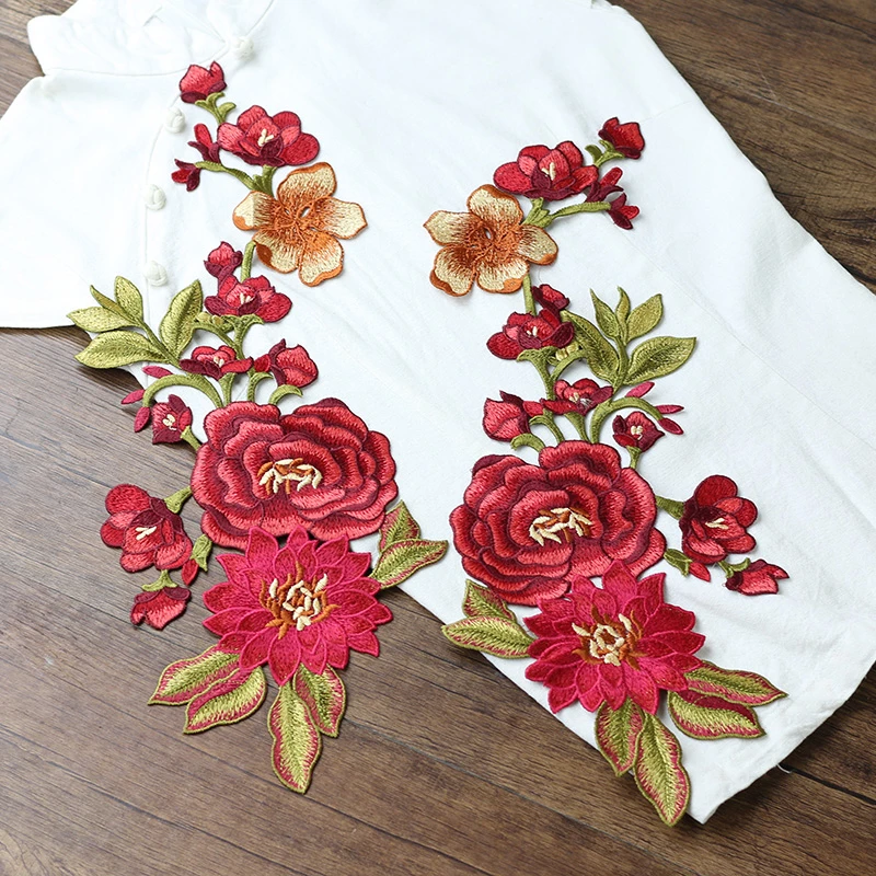 Parches bordados de flores rojas de gran tamaño para vestuario, parches  decorativos de diseñador para coser, parches Vaqueros, bordados para ropa| Parches| - AliExpress