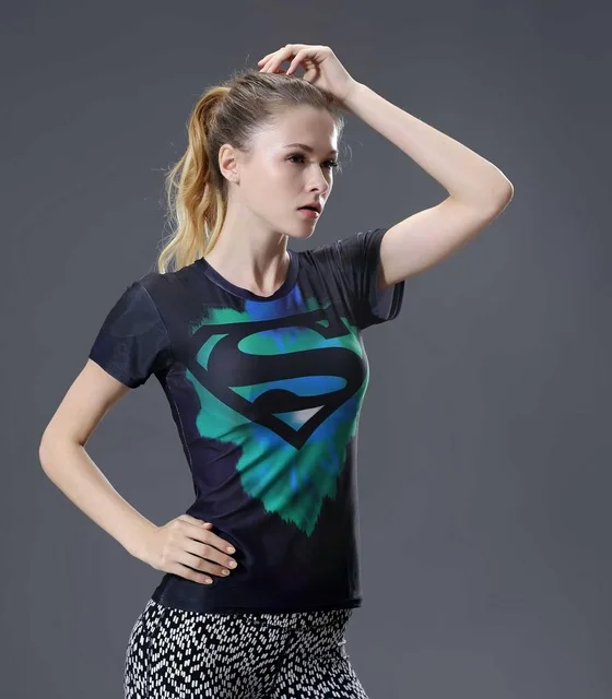 Летняя женская компрессионная футболка Marvel Капитан Америка, быстросохнущие футболки для упражнений, топы с коротким рукавом, Camisetas Mujer, Прямая поставка - Цвет: Серый
