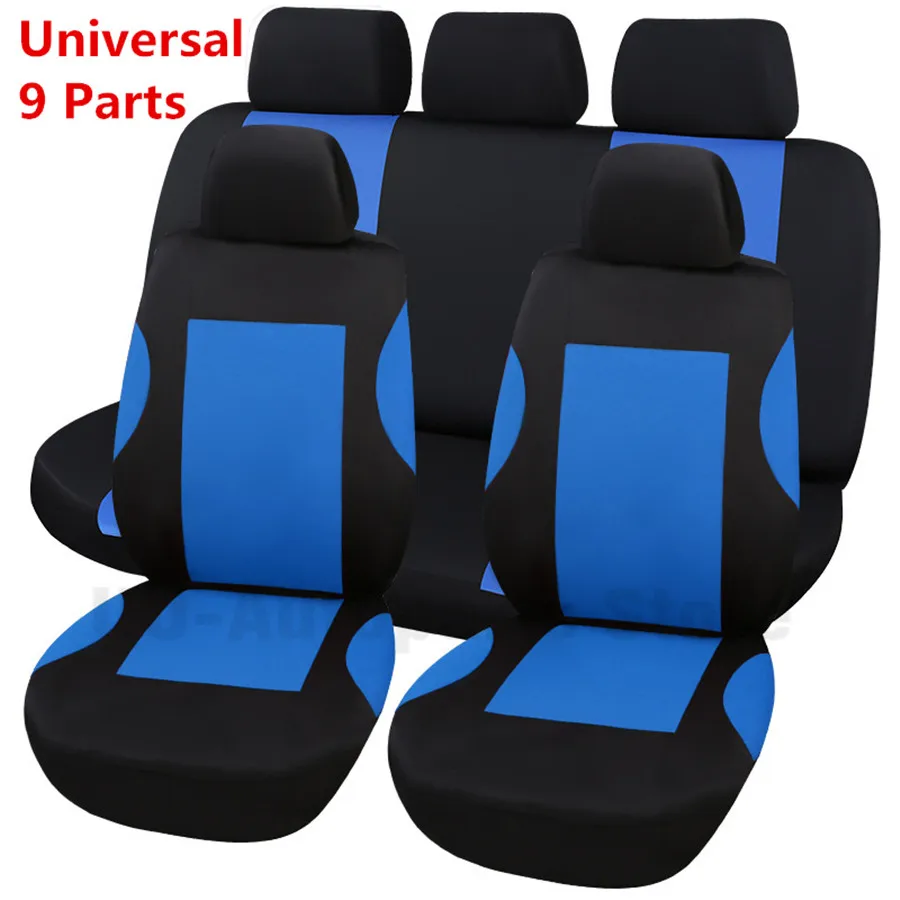 

Universal Car Seat Covers Set Breathable Polyester for Auto Front Rear Seats Headrests