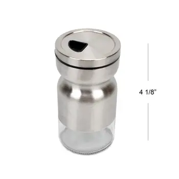 

2-Piece Set Stainless Steel Covered Glass Salt & Pepper Shaker Seasoning Twist Rotating Cover