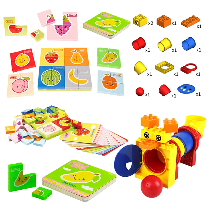 

Duplo Large Particles Kids Educational Blocks Toys Learning Cards Identify Fruits Vegetables Pipe Duck Small Ball Duplo