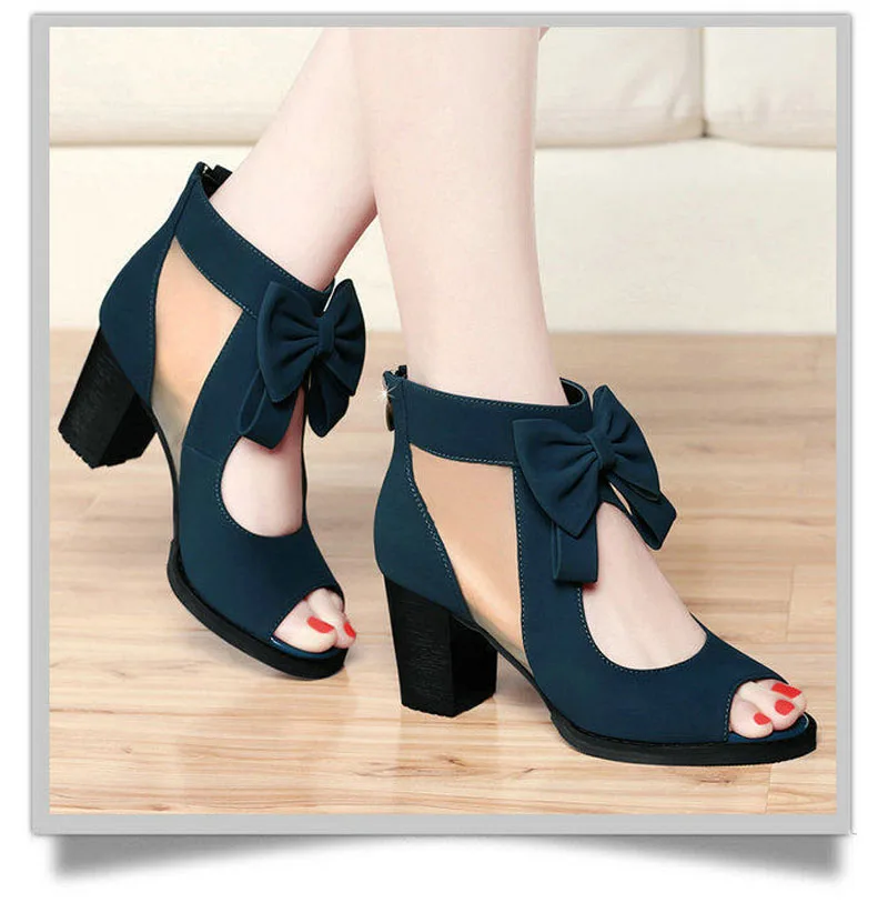 MIUBU/ ; женская летняя обувь; ботинки с открытым носком на толстом каблуке; красивые ботинки на высоком каблуке, украшенные бисером и кружевом; сандалии с вырезами
