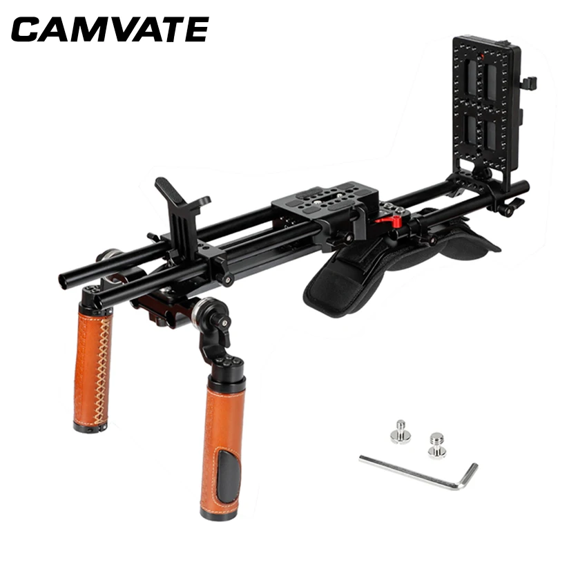 

CAMVATE Full-equipped Camcorder Shoulder Mount Video Rig With 12" ARRI Dovetail Bridge Plate & Power Splitter Adapter C2170