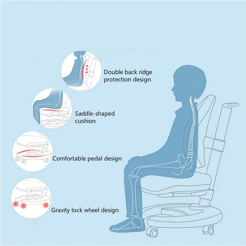 Многофункциональный бытовой дети корректирующие сидя стул поднял компьютерное кресло Регулируемая написание кресло с подставкой для ног