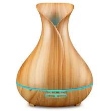 300ml Aroma Essential Oil Diffuser Ultrasonic Air Humidifier with Wood Grain 7 Color Changing LED Lights for Office Home
