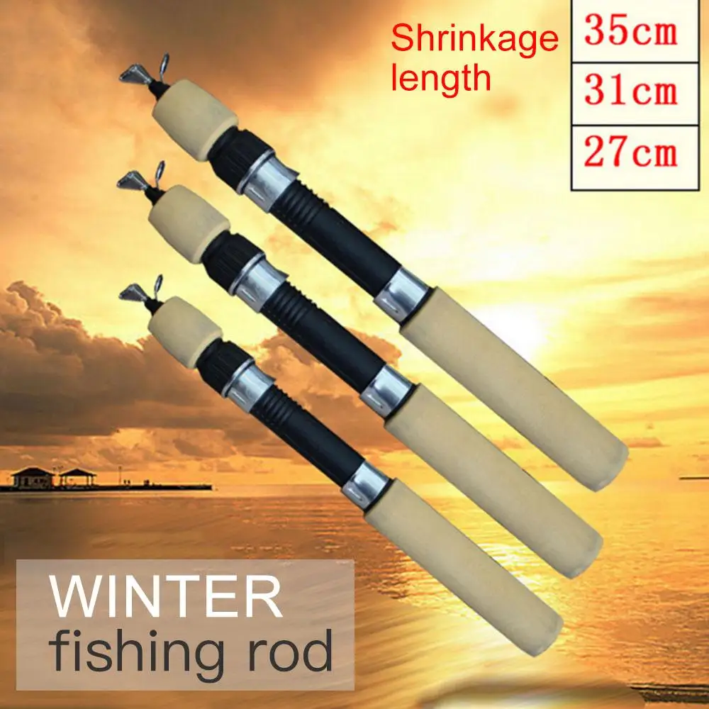 Relefree قضبان الجليد الصيد بكرات الصيد تلسكوبي قضيب السرد القلم قضيب القطب معالجة الغزل الصب الصلب 1 متر