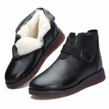 

2019 New Real Cow Leather Boots for Women Winter Boots Women Shoes Elegant Warm Fur One Wool Snow Boots Non-slip Ankle Boots