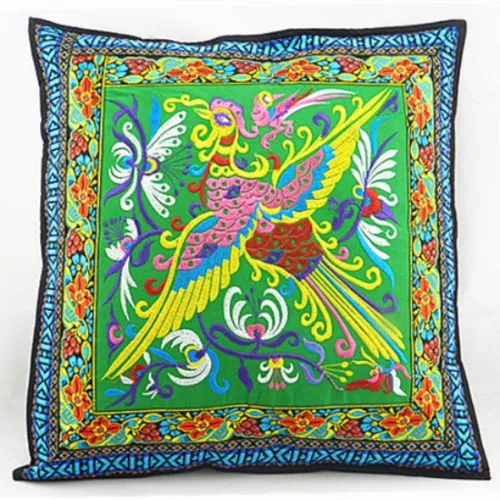 Китайская наволочка с вышивкой в этническом стиле Феникса ручной работы 5 цветов