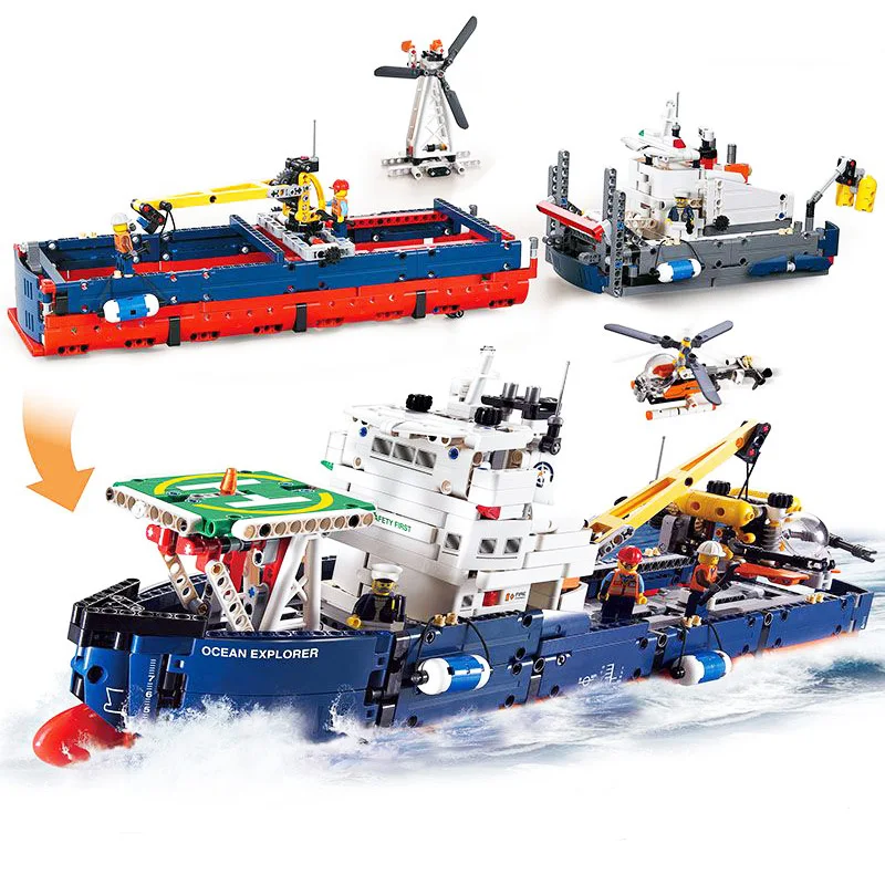 

DIY Technic Series Ocean Explorer Building Blocks Bricks Children Toys Compatible with Legoingly 42064 for Kids Gift