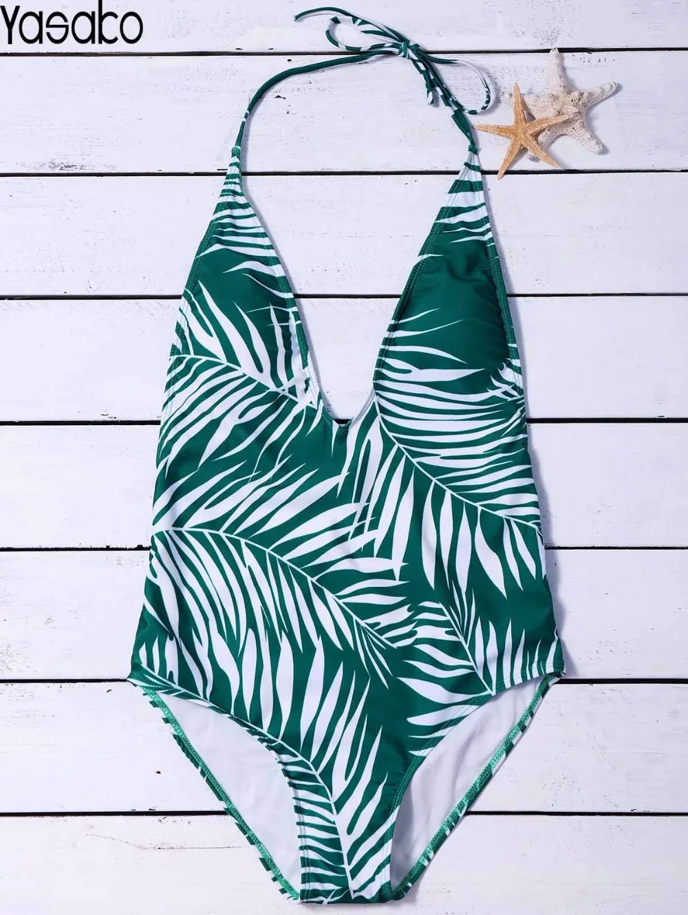 YASAKO One Piece Swimsuit Women 2017 Sexy Leaf Printed Bathing Suit Sets Summer Beachwear Bandage Monokini Bodysuits Femme | Спорт и