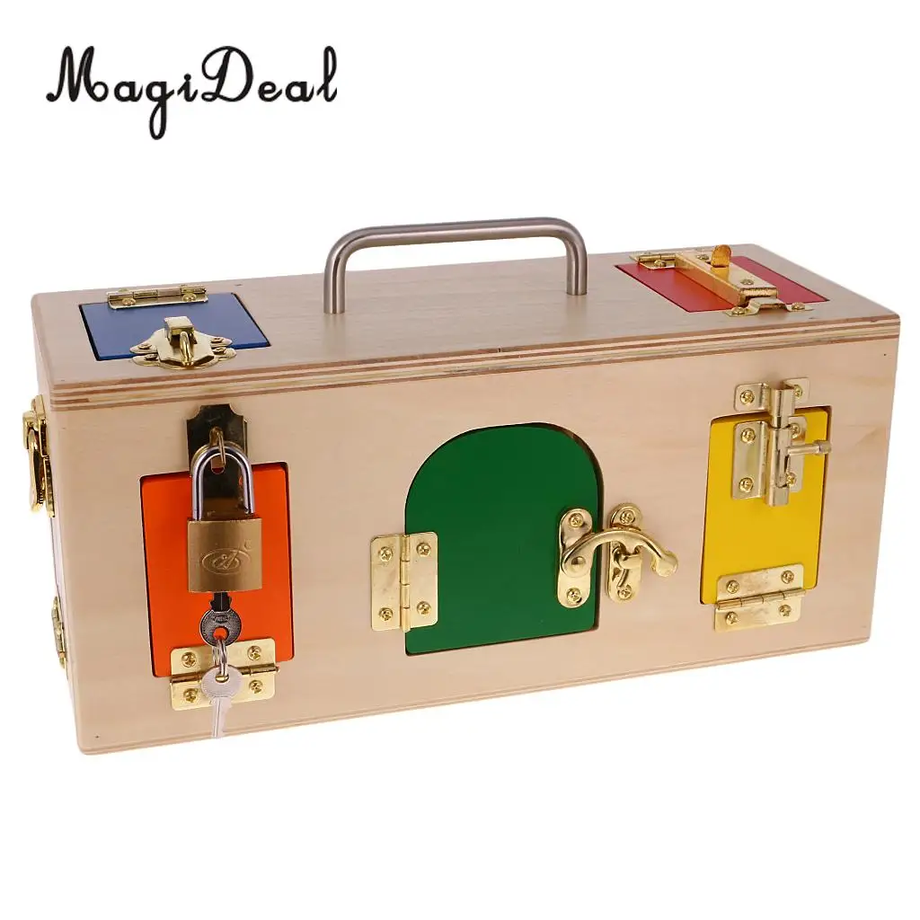 MagiDeal Wooden Montessori Practical Material Little Lock Box Kids Early Educational Toy for Cultivate Child Intelligence Gift