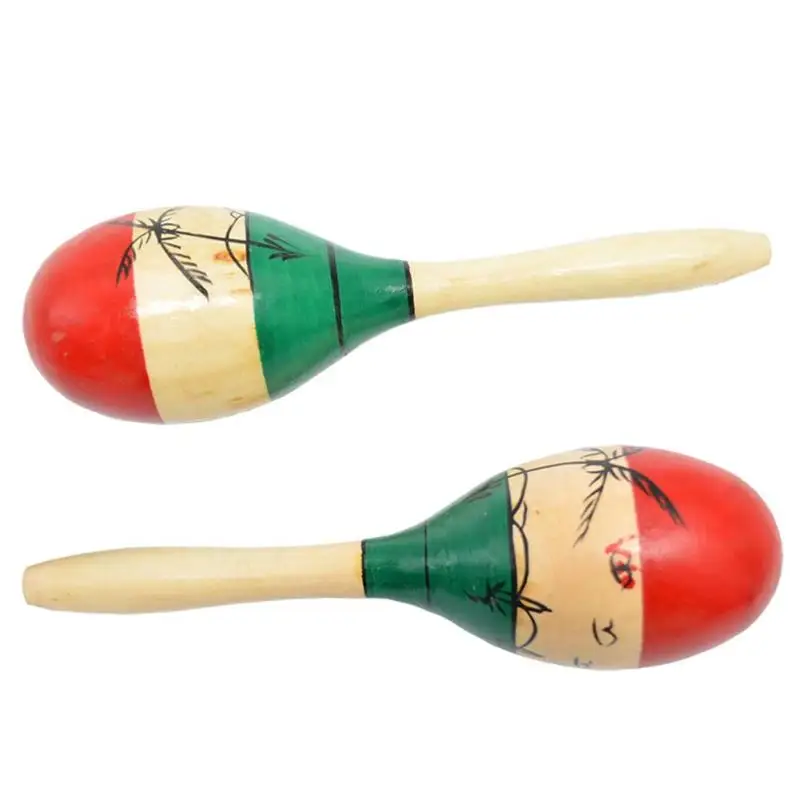 2pcs Baby Kid Wooden Ball Sand Hammer Small Rattle Musical Instrument