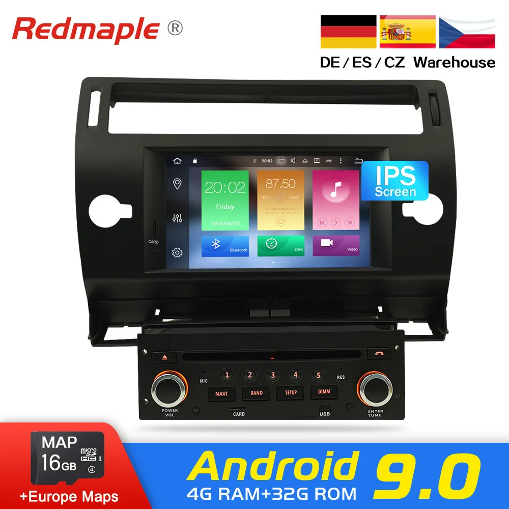 Sale Android 9.1/9.0 Car Radio DVD Navigation Multimedia Stereo For Citroen C4 C-Triomphe C-Quatre 2004-2009 GPS Bluetooth Player 1