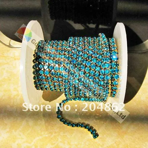 10yds SS6 SS8 SS12 SS16 синий циркон закрытый набор Стразы чашка цепь бриллиант облицовка