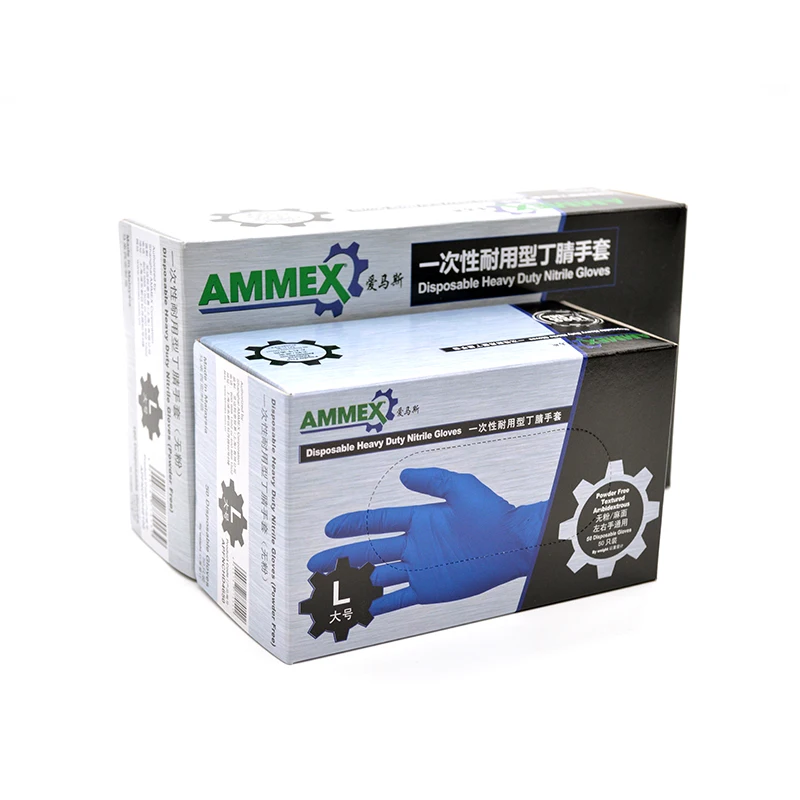 

Blue ammex disposable nitrile gloves powder oil resistant food production electronic industry laboratory room working gloves