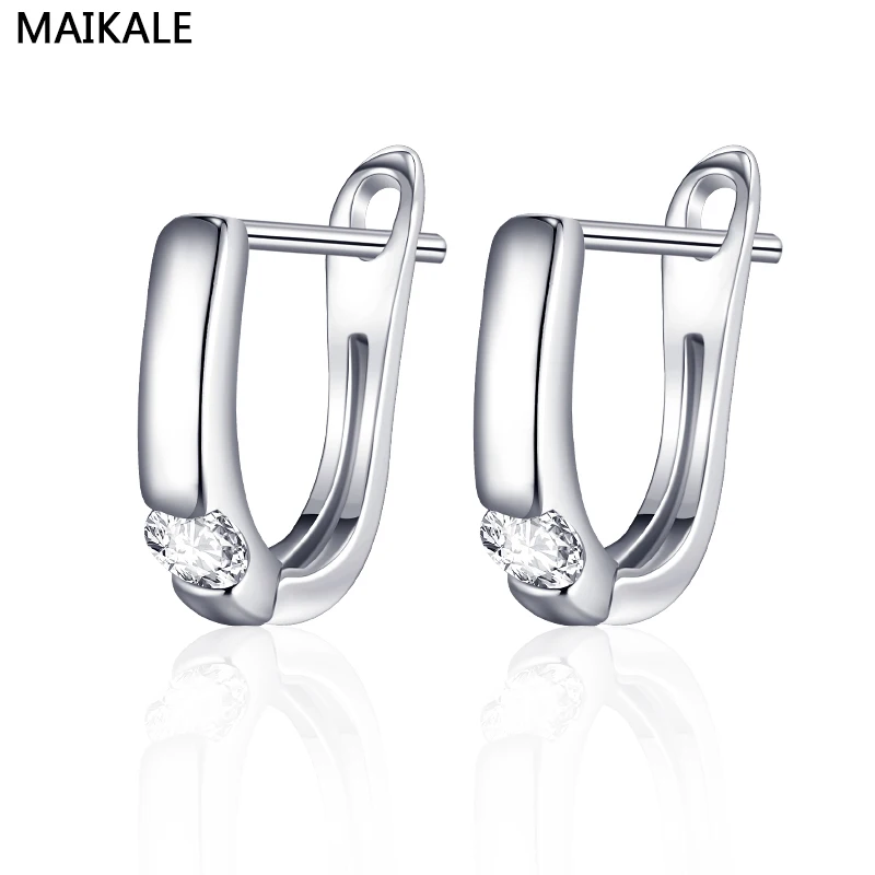 

MAIKALE Long Korean Earrings AAA Cubic Zirconia Long Earrings New Copper Plated Silver Temperament Stud Earrings For Women