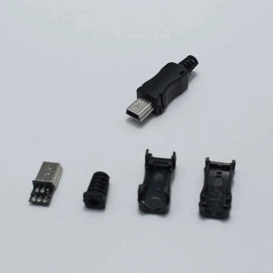 10 комплектов DIY Mini/Micro USB 5Pin сварочный штекер 4 в 1 90/180 градусов разъем адаптер для OD 4,0 мм провода черный