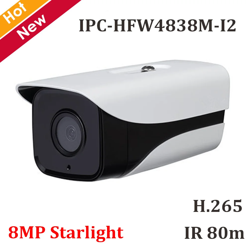 

8MP IP camera IPC-HFW4838M-I2 Starlight Camera H.265 IR 80m Home Security Camera Waterproof IP67 Support Infrared Night vision
