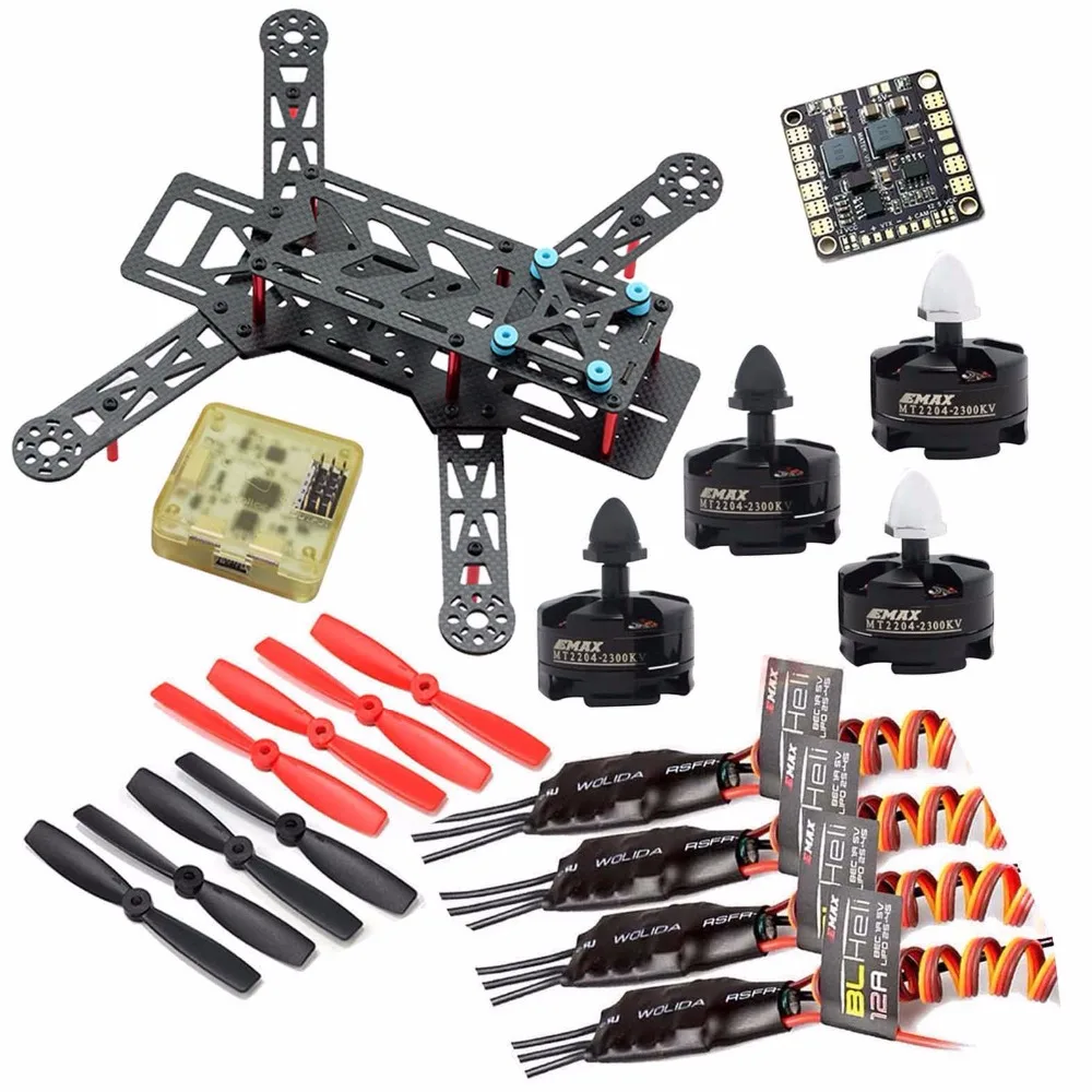 Flymodel DIY QAV280 карбоновый Квадрокоптер Emax MT2204 2300KV бесщеточный двигатель BLHeli 12A ESC CC3D