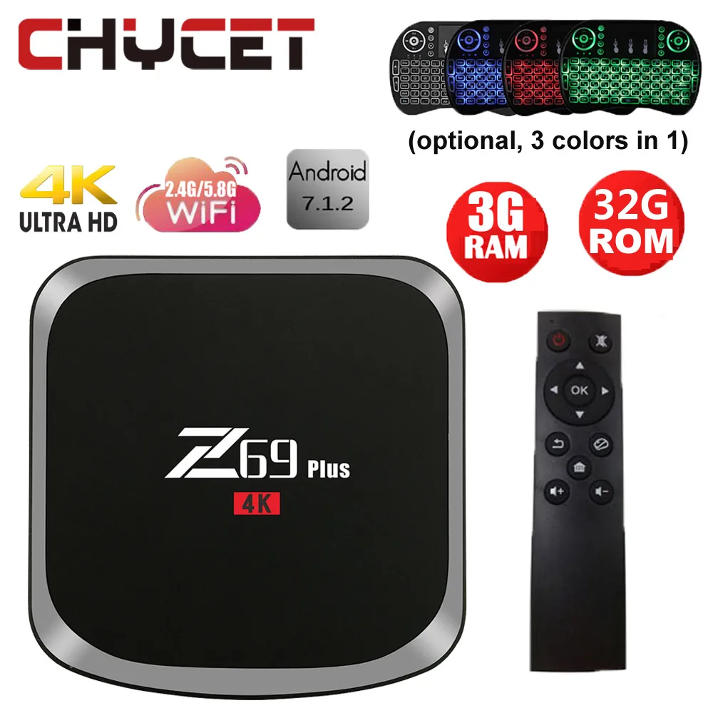 

Chycet Z69 Plus 3GB 32GB Smart Android 7.1 TV Box Amlogic S912 Octa-core VP9 H.265 HDR 4K Media Player 2.4G&5G WiFi 1000M LAN