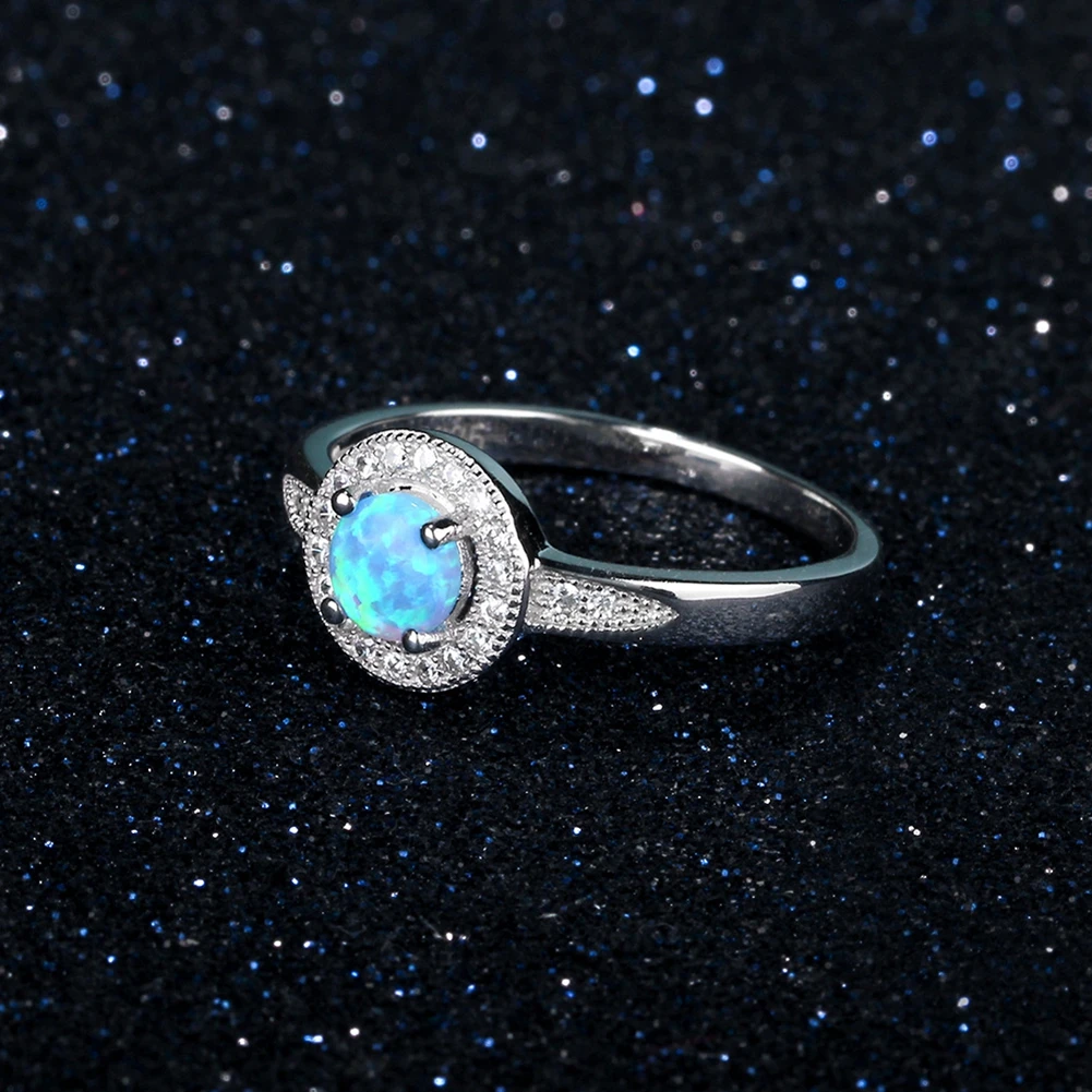Одежда высшего качества 925 пробы серебро Fine Jewelry Кольцо Романтический CZ и опала