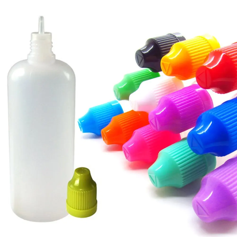 120mL LDPE Plastic Thin Tip Dropper Bottles 12 Colors Childproof Cap