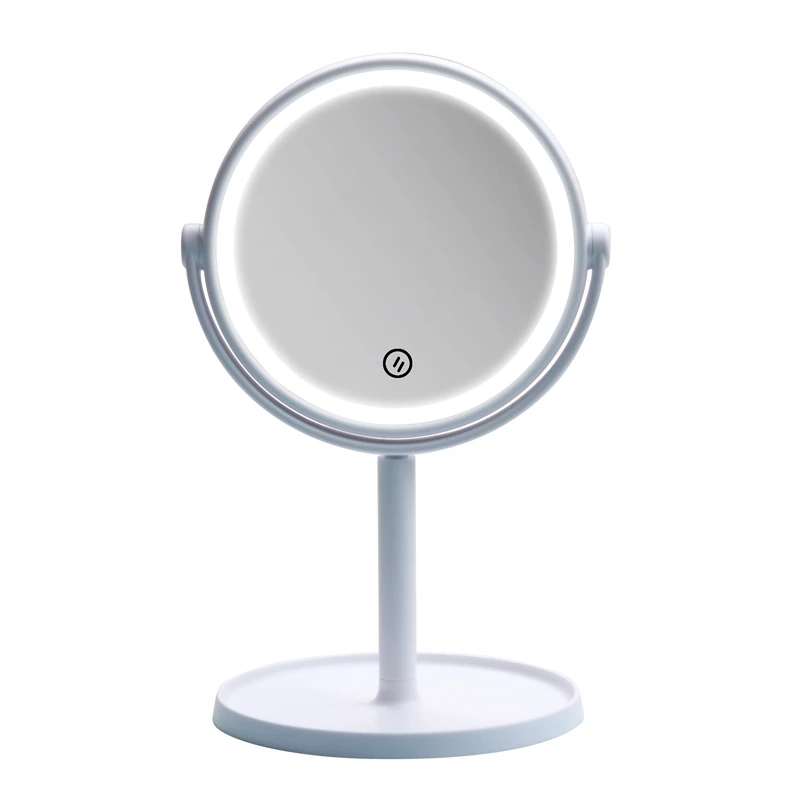 Brainbow 1 шт. макияж светодиодный зеркало белый поворот косметическое зеркало с сенсорным диммером переключатель USB и батарея работает стенд настольное зеркало - Цвет: White
