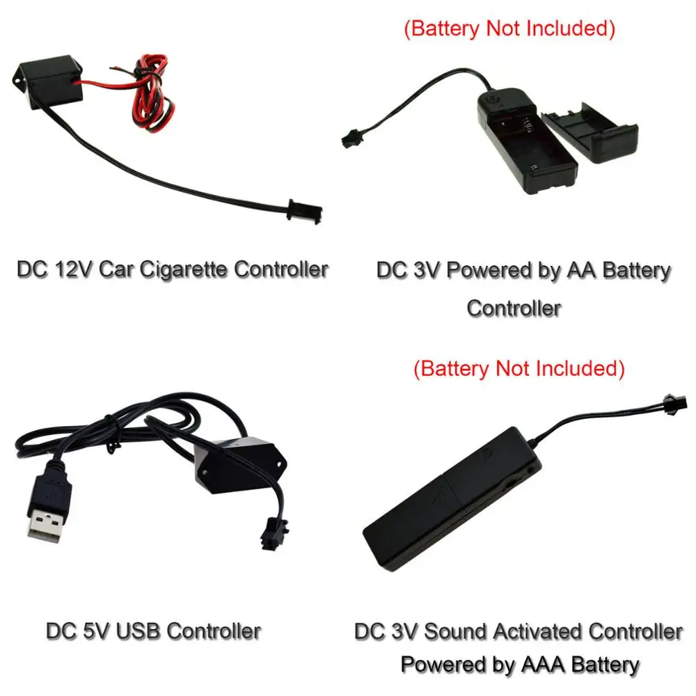 Светодиодная лампа El Wire, 1 м, 2 м, 3 м, 4 м, 5 м, светодиодная лента для танцевальной вечеринки, декор для автомобиля, гостиной, неоновая лента с USB/dc 3 в, 5 В, контроллер