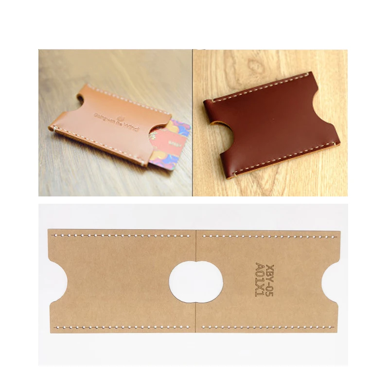

DIY Leather Craft Card Holder Storage Sewing Pattern Hard Kraft paper Stencil Template 90x65x1mm