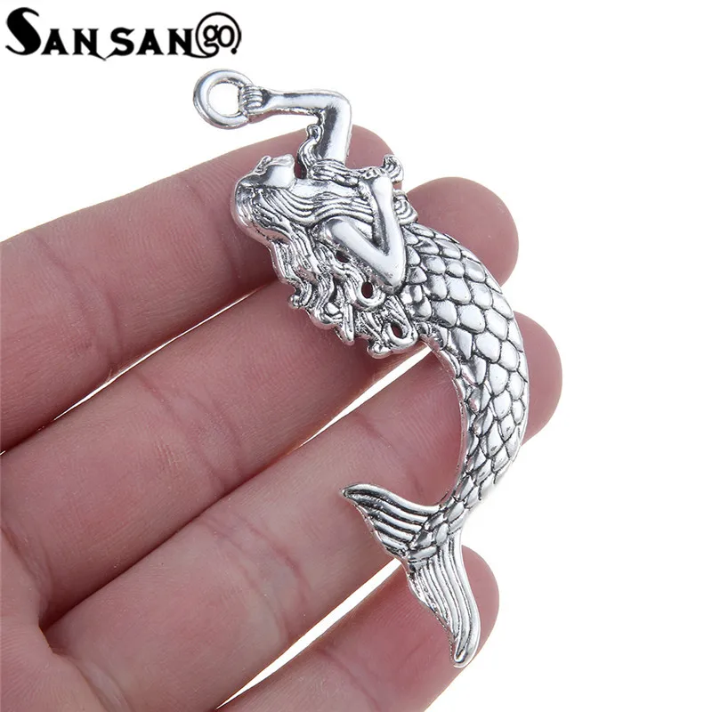 3pcs antique cute mermaid alloy clothing accessories charm jewelry pendant