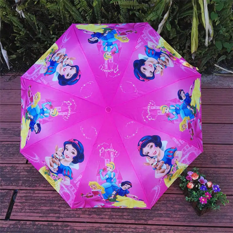 Автоматический трехслойный детский зонт с изображением Микки и Минни Маус из мультфильма «Холодное сердце», Эльзы и Анны, детские подарки на день рождения для мальчиков и девочек - Цвет: princess-3