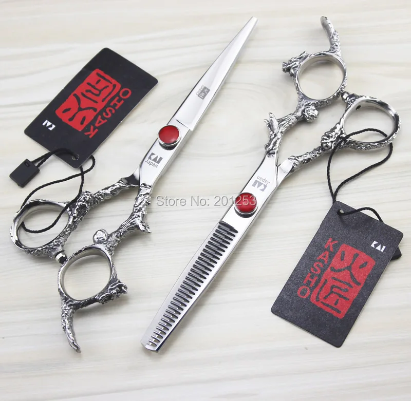 

Professional Japan Kasho Dragon Pattern Cutting Scissors and Thinning Scissors Kits,Hair Scissors for Hairdressing,6Inch,1set